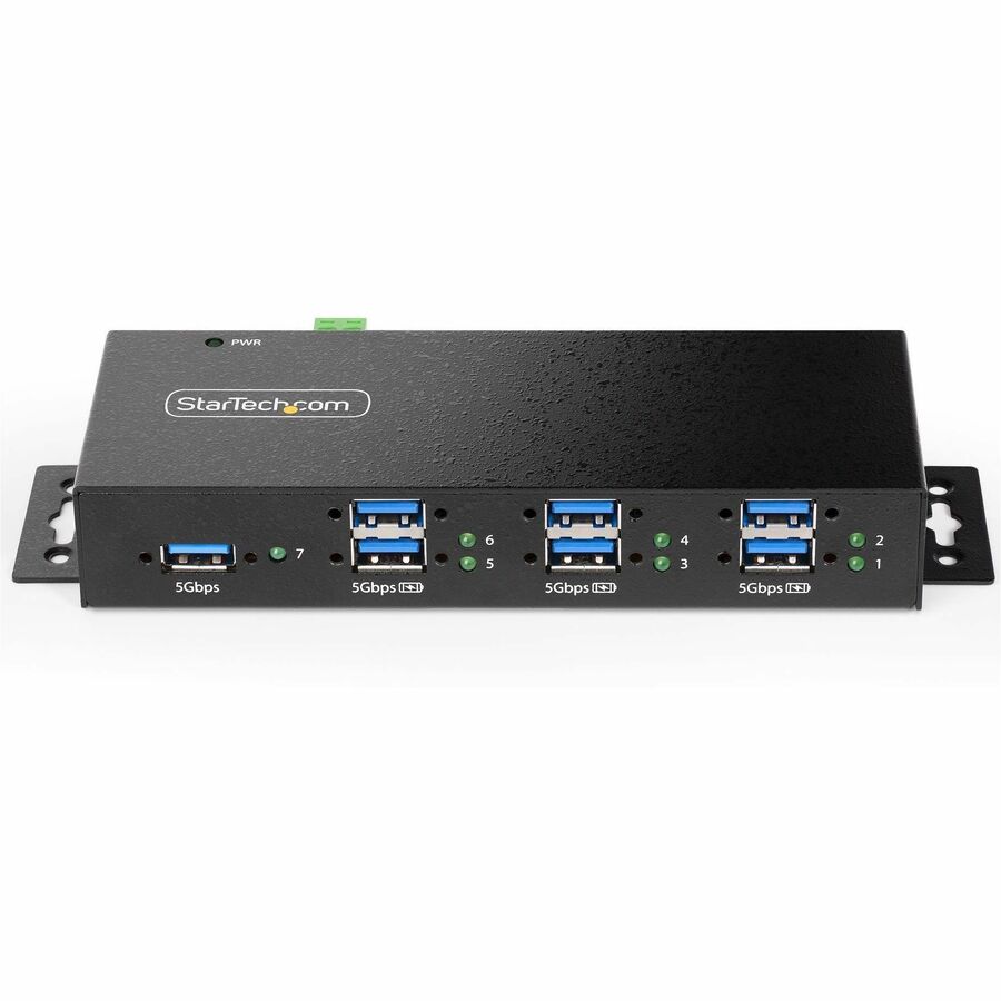 StarTech.com 7-Port Managed USB Hub, Heavy Duty Metal Industrial Housing, ESD & Surge Protection, Wall/Desk/Din-Rail Mountable, USB 5Gbps