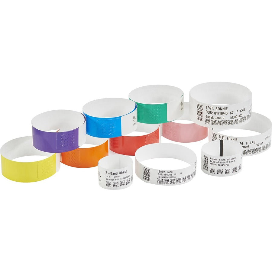 Zebra Wristband Polypropylene 0.75 x 11in Direct Thermal Zebra Z-Band Direct HC100