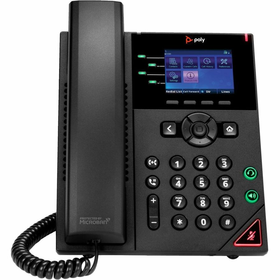 Poly VVX 250 IP Phone - Corded - Corded - Desktop, Wall Mountable - Black