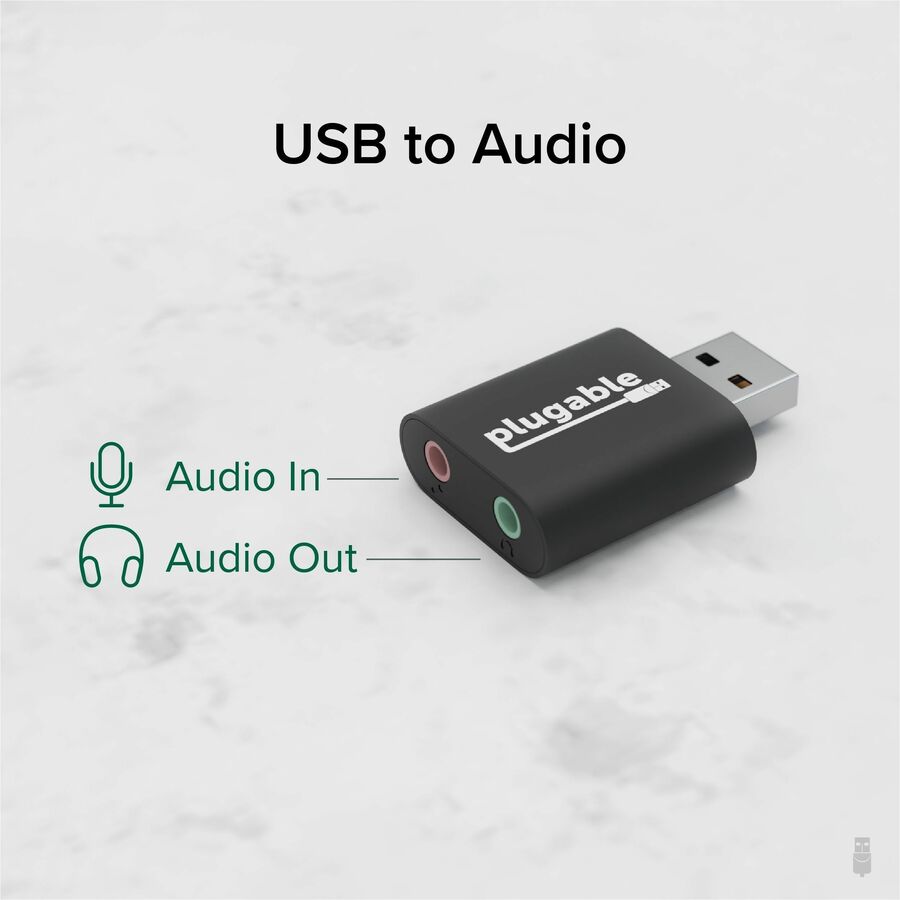 Plugable USB Audio Adapter with 3.5mm Speaker-Headphone and Microphone Jack, Add an External Stereo Sound Card to Any PC