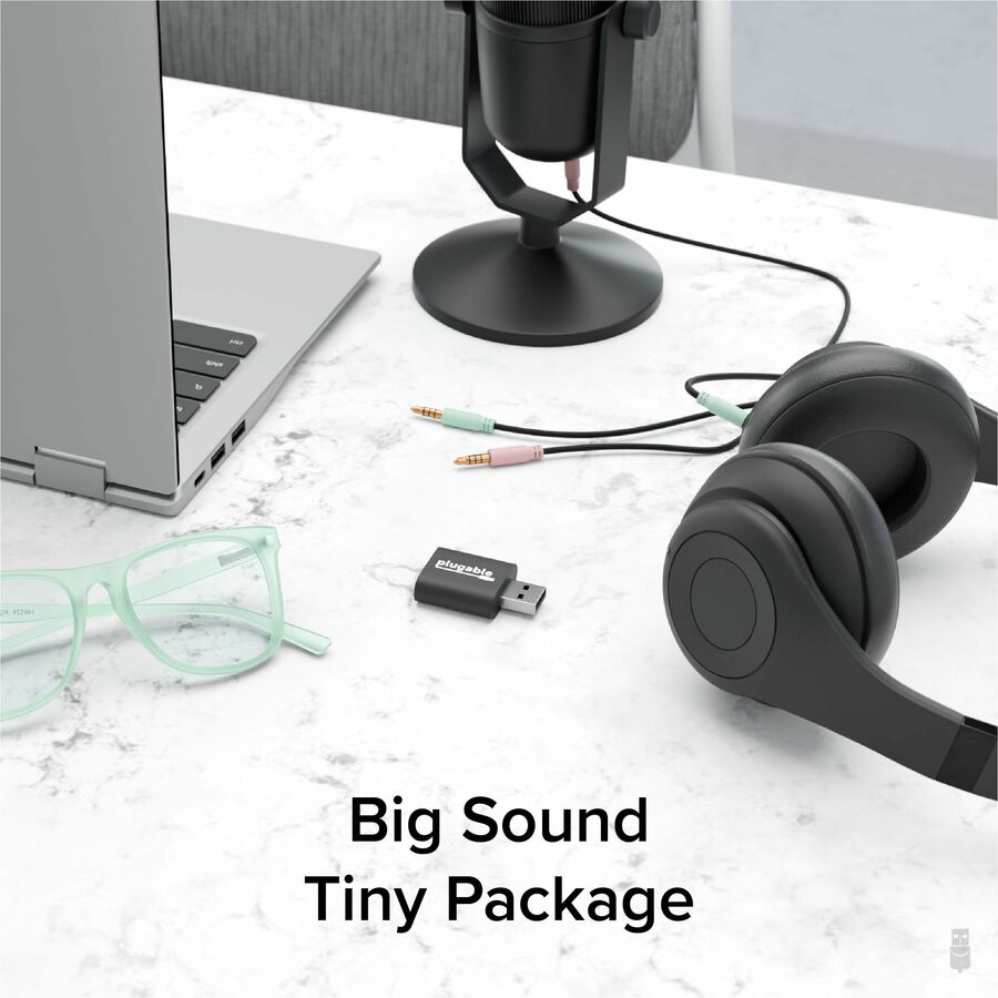 Plugable USB Audio Adapter with 3.5mm Speaker-Headphone and Microphone Jack, Add an External Stereo Sound Card to Any PC