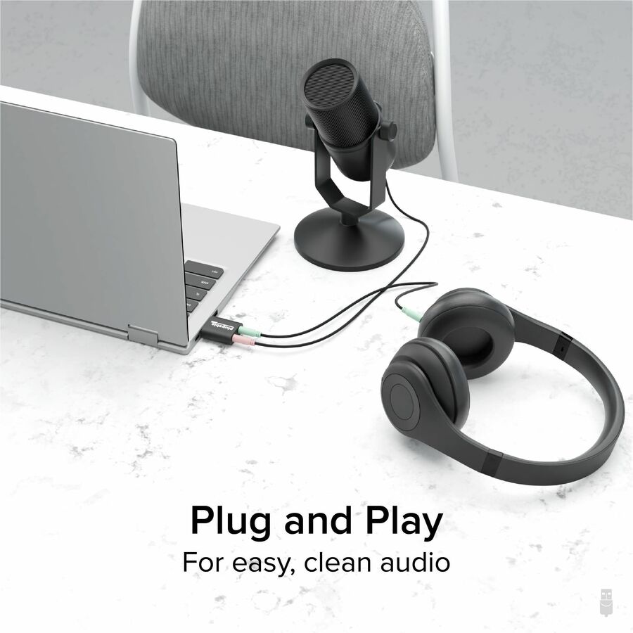 Plugable USB Audio Adapter with 3.5mm Speaker-Headphone and Microphone Jack, Add an External Stereo Sound Card to Any PC