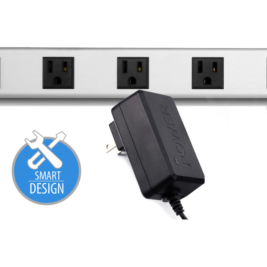 V7 8-Outlet Horizontal Industrial Metal Power Strip 125V, 15A, 12-ft. Cord, 5-15R