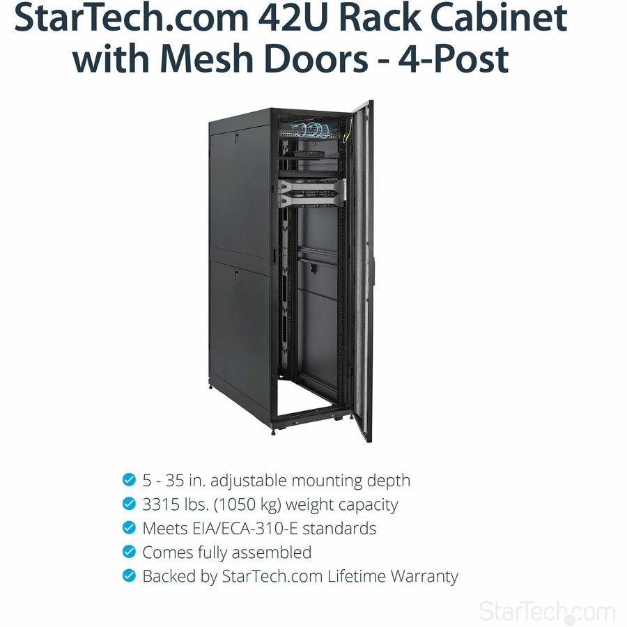 StarTech.com 4-Post 42U Server Rack Cabinet, 19