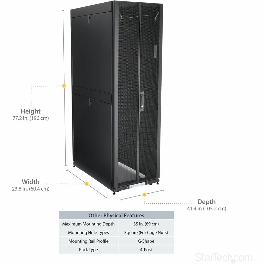 StarTech.com 4-Post 42U Server Rack Cabinet, 19