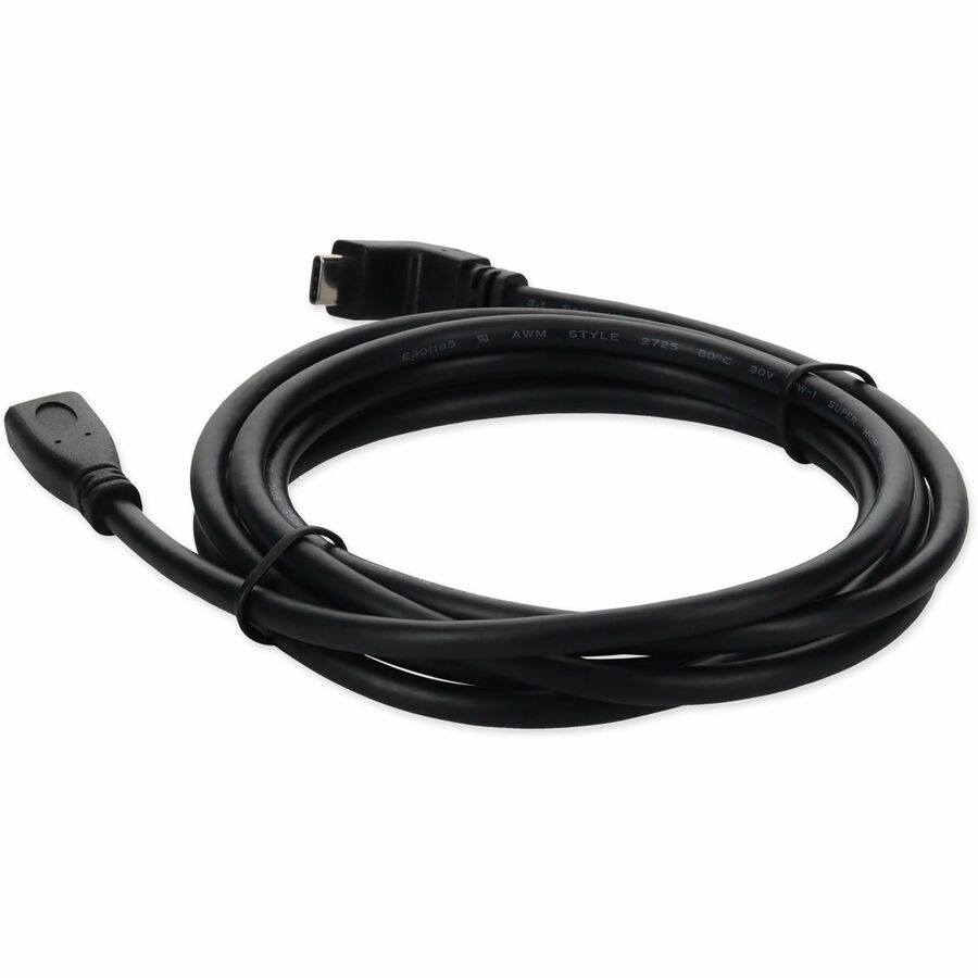 6ft (2m) USB-C 3.1 (Male) to USB-C 3.1 (Male) Right Angled Black Cable