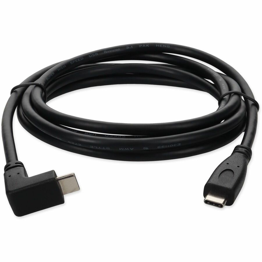 6ft (2m) USB-C 3.1 (Male) to USB-C 3.1 (Male) Right Angled Black Cable