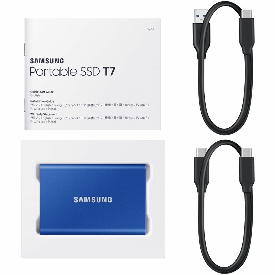 Samsung T7 MU-PC500H/AM 500 GB Portable Solid State Drive - External - PCI Express NVMe - Indigo Blue