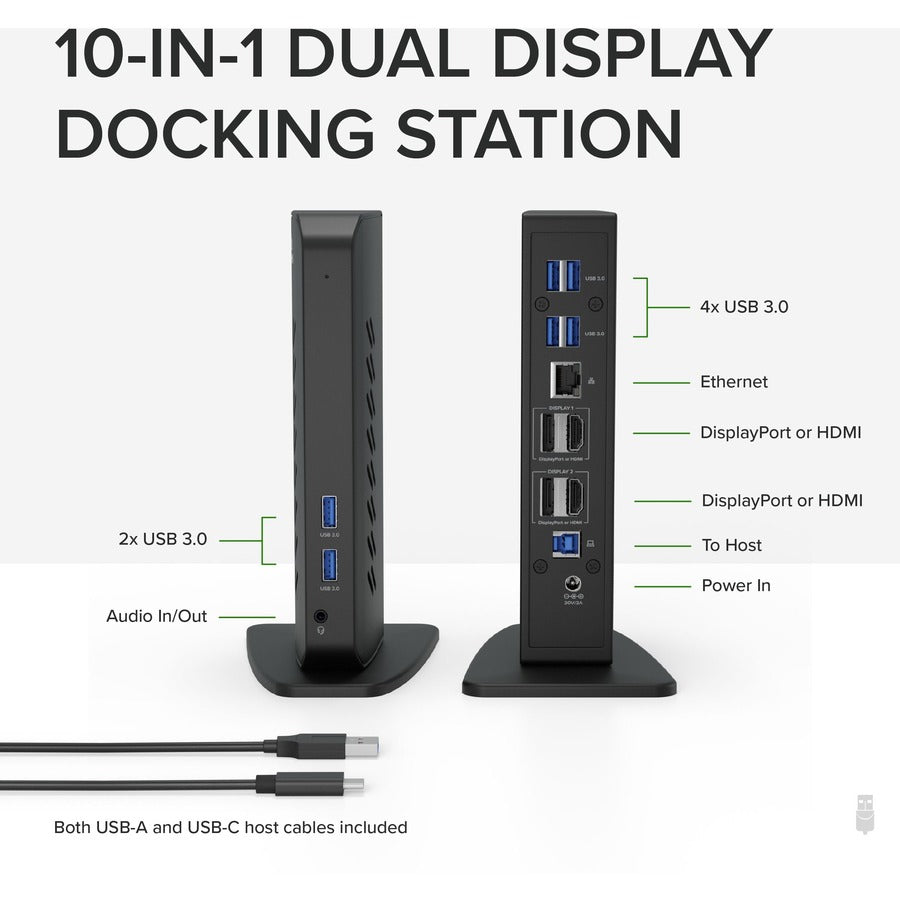 Plugable USB 3.0 and USB-C Dual 4K Display Docking Station with DisplayPort and HDMI for Windows and Mac