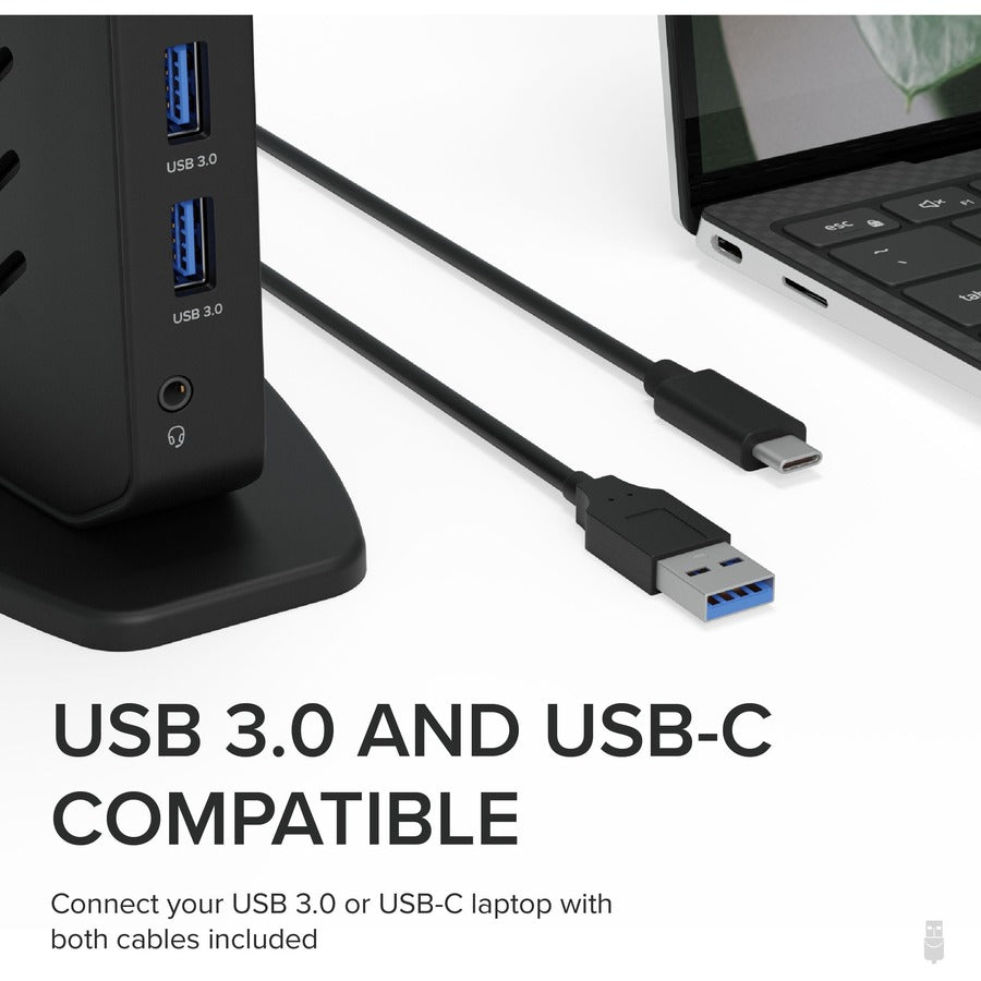 Plugable USB 3.0 and USB-C Universal Laptop Docking Station for Windows and Mac