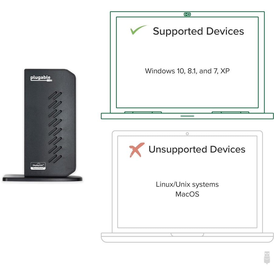 Plugable USB 3.0 and USB-C Universal Laptop Docking Station for Windows and Mac