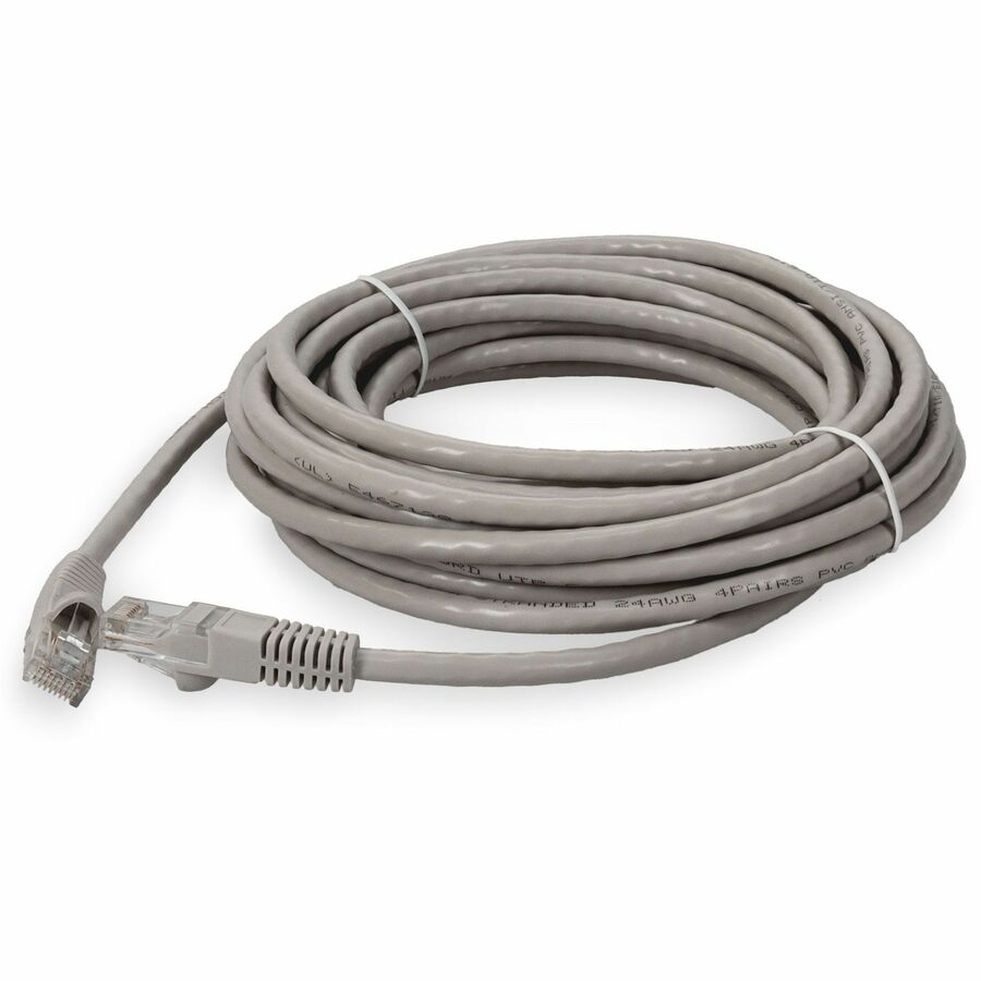 AddOn 15ft RJ-45 (Male) to RJ-45 (Male) Straight Gray Cat6A UTP PVC Copper Patch Cable