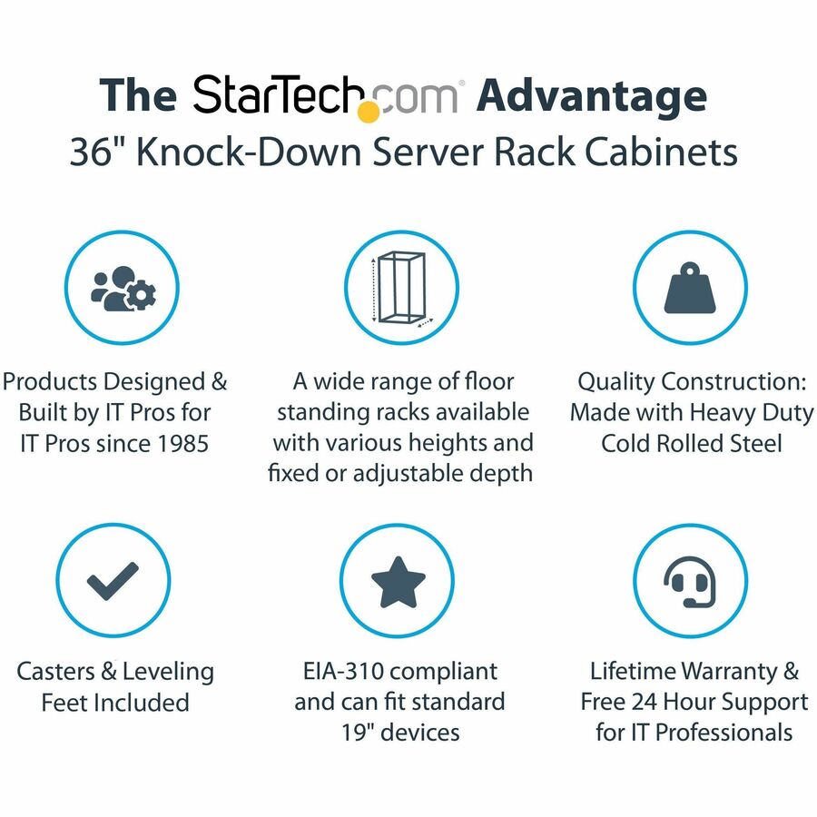 StarTech.com 4-Post 32U Server Rack Cabinet, 19