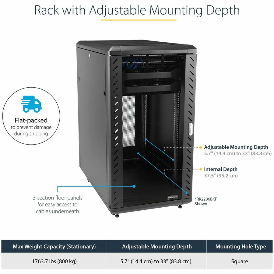 StarTech.com 4-Post 32U Server Rack Cabinet, 19