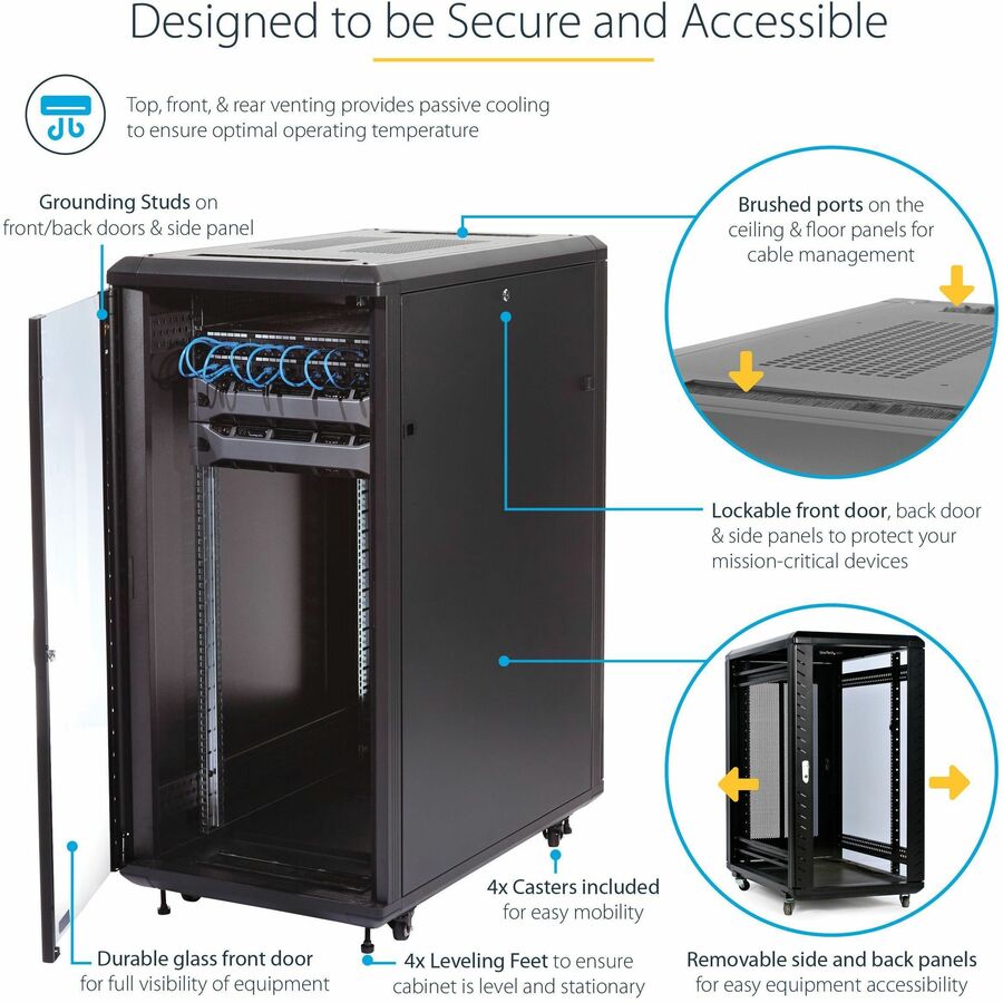 StarTech.com 4-Post 32U Server Rack Cabinet, 19