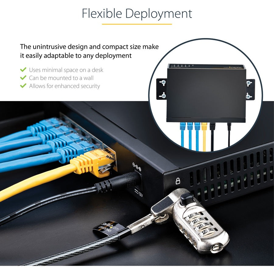 StarTech.com Unmanaged 2.5G Switch, 5 Port 2.5GBASE-T Unmanaged Ethernet Switch, Din Rail | Wall Mount, Multi-Gigabit, Auto-MDIX, 9K Jumbo