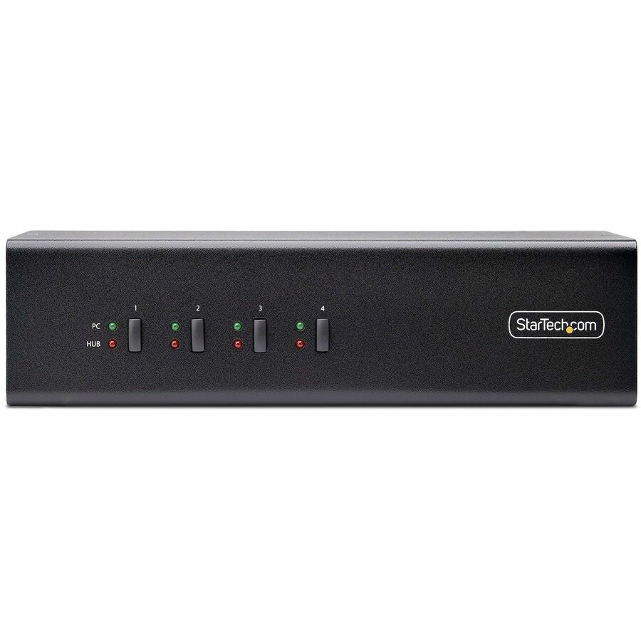 StarTech.com 4-Port Dual-Monitor DisplayPort KVM Switch, 4K 60Hz, 2x USB 5Gbps Ports, Hotkey/Push-Button Switching, TAA Compliant