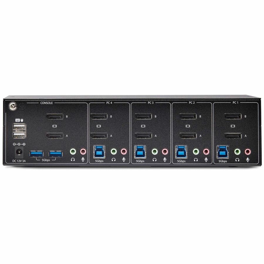 StarTech.com 4-Port Dual-Monitor DisplayPort KVM Switch, 4K 60Hz, 2x USB 5Gbps Ports, Hotkey/Push-Button Switching, TAA Compliant