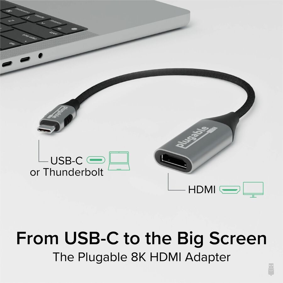 Plugable USB C to HDMI Adapter, 8K 60Hz or 4K 144Hz, USB4 / Thunderbolt to HDMI Adapter