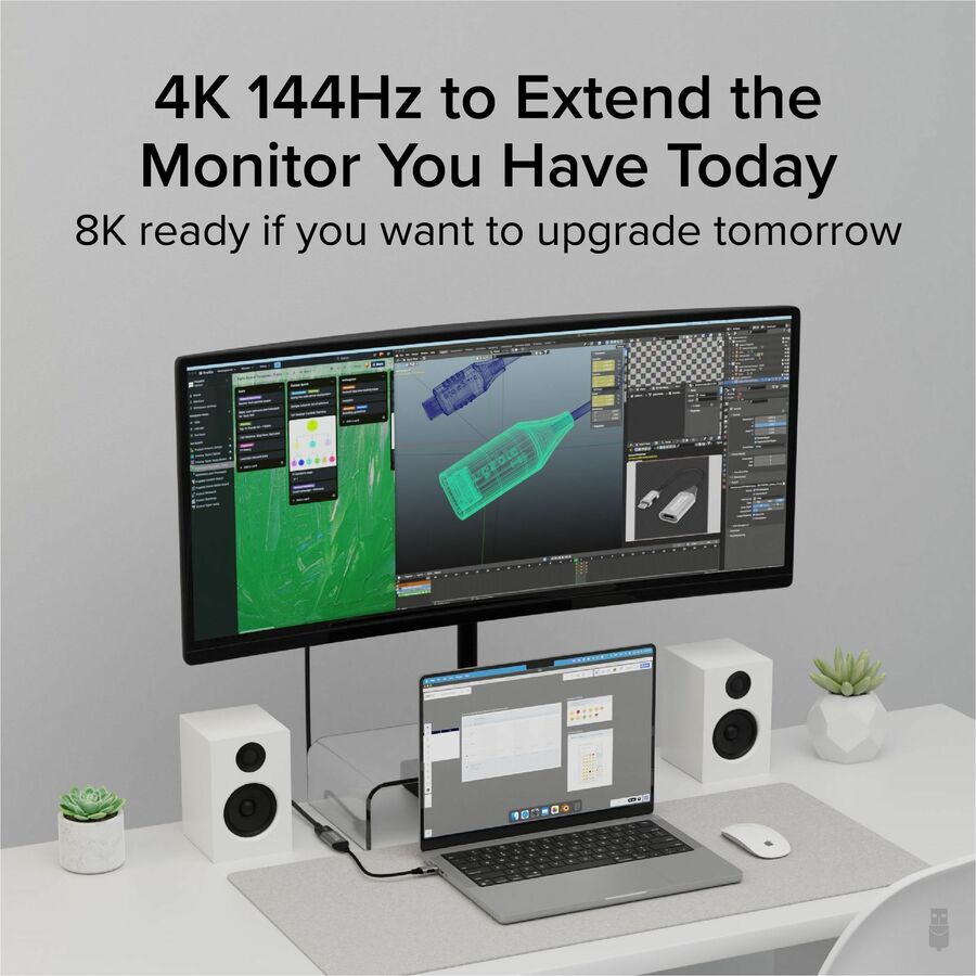 Plugable USB C to HDMI Adapter, 8K 60Hz or 4K 144Hz, USB4 / Thunderbolt to HDMI Adapter