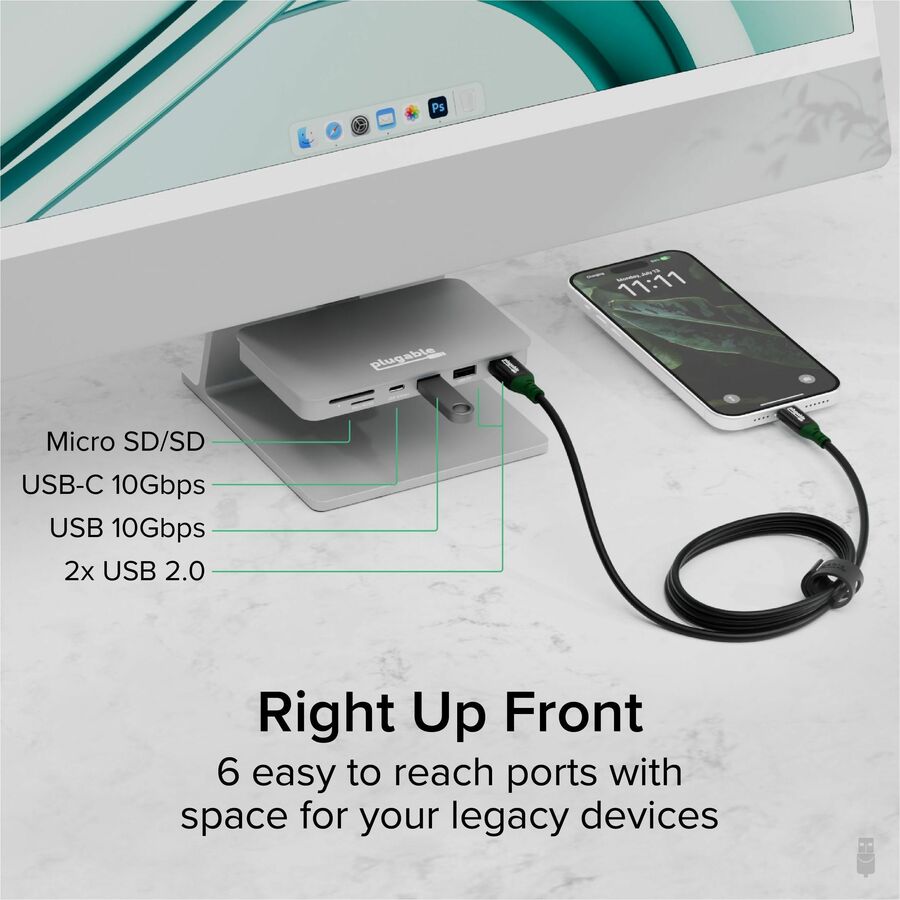 Plugable USB C Hub for iMac 24 Inch, 6-in-1 iMac USB Hub Multiport Adapter with 10Gbps