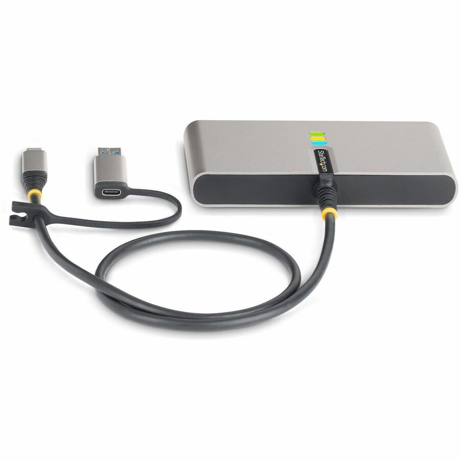 StarTech.com 2-Port USB-C Hub with Gb Ethernet and RS232 FTDI Serial, Attached USB-C to USB-A Dongle, 100W PD Pass-Through, 2x USB-A 5Gbps