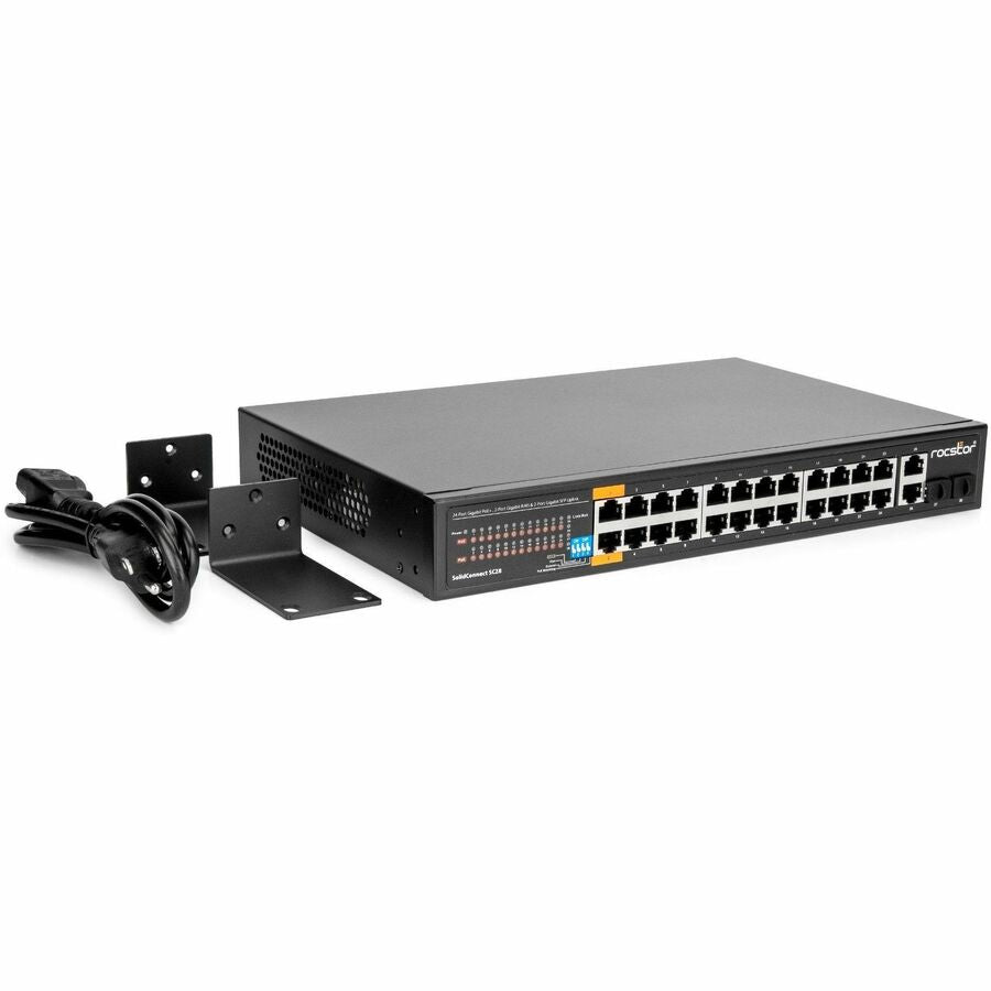 Rocstor SolidConnect SC28 28 Port Switch, 24-Port PoE+ Gigabit Unmanaged Ethernet Port, 2x Gigabit RJ45 & 2� SFP uplink - 802.3af/at