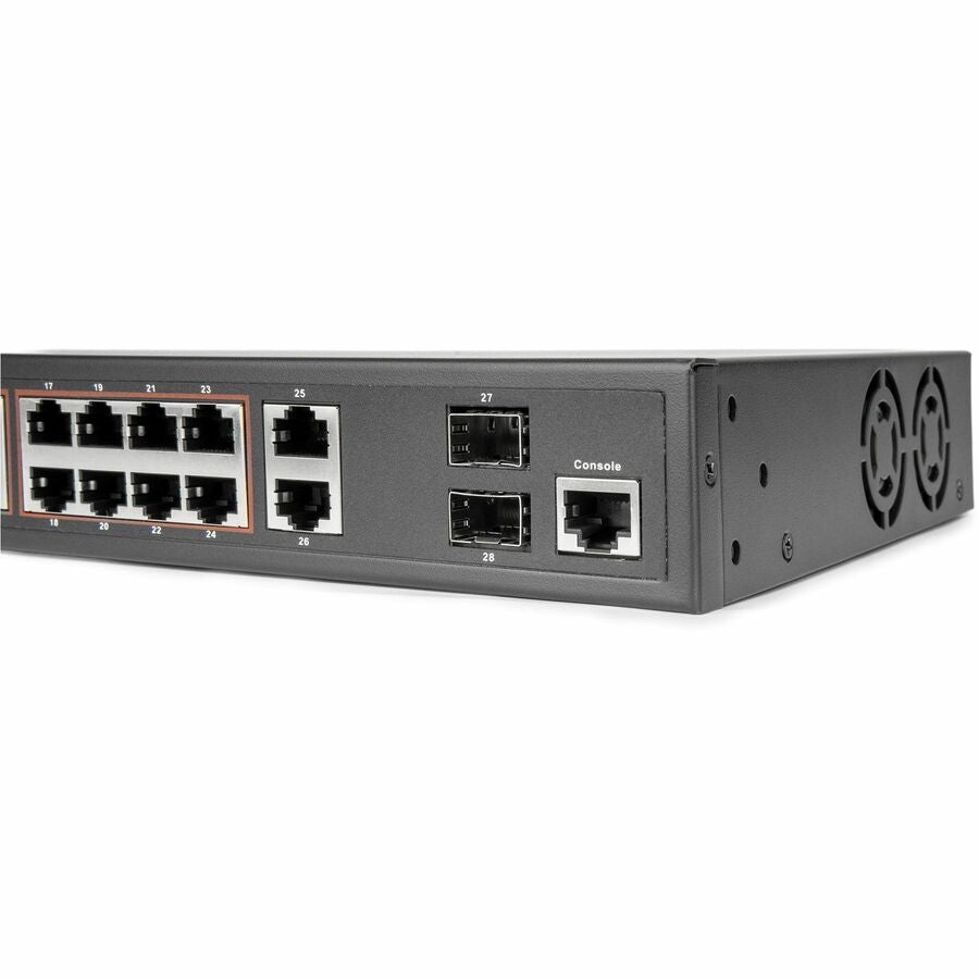 Rocstor SolidConnect SCM28 24-Port PoE+ Gigabit Managed Switch with 1 Gigabit RJ45 & 2 SFP Ports (Y10S011-B1)