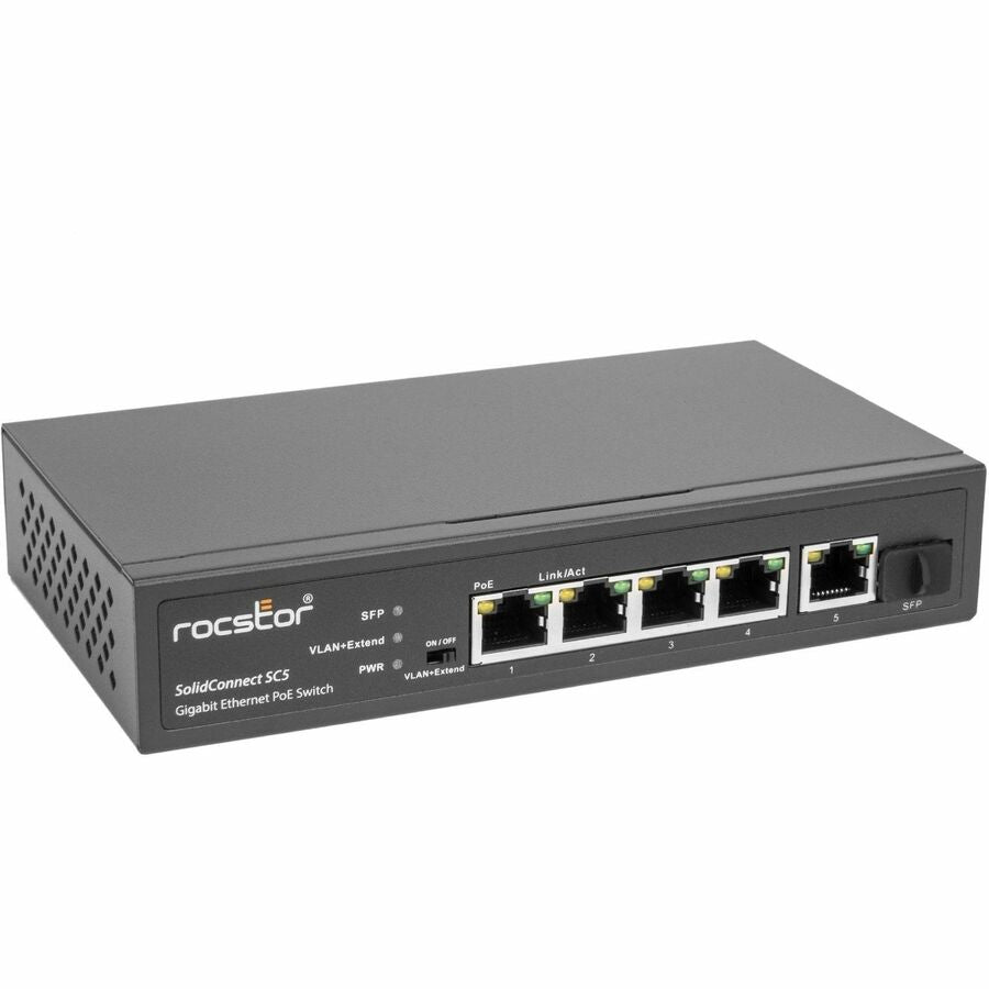 Rocstor 5-Port Gigabit Rackmount PoE Switch