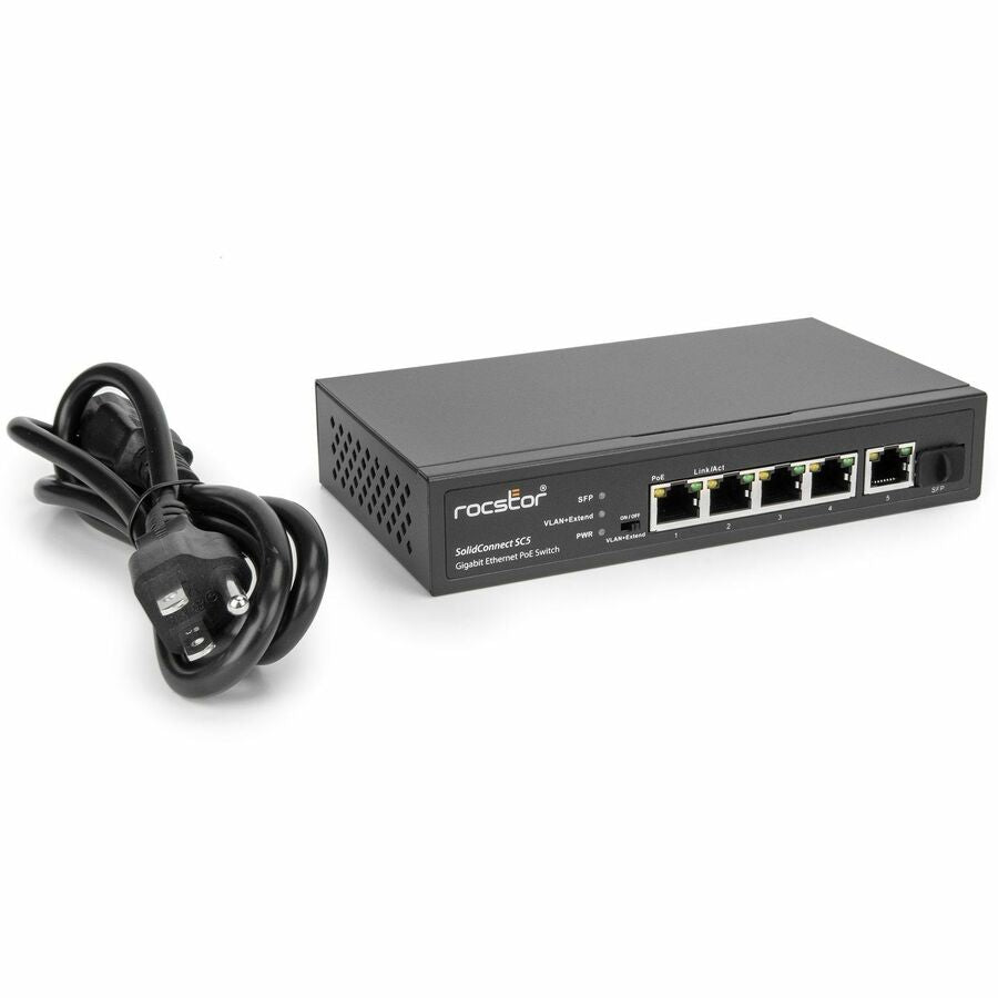 Rocstor 5-Port Gigabit Rackmount PoE Switch