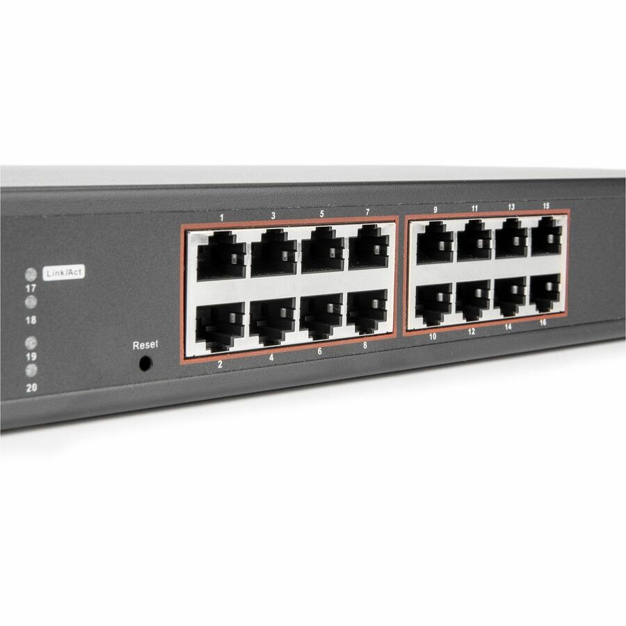 Rocstor SolidConnect SCM20 16-Port PoE+ Gigabit Managed Switch with 2 Gigabit RJ45 & 2 SFP Ports (Y10S010-B1)