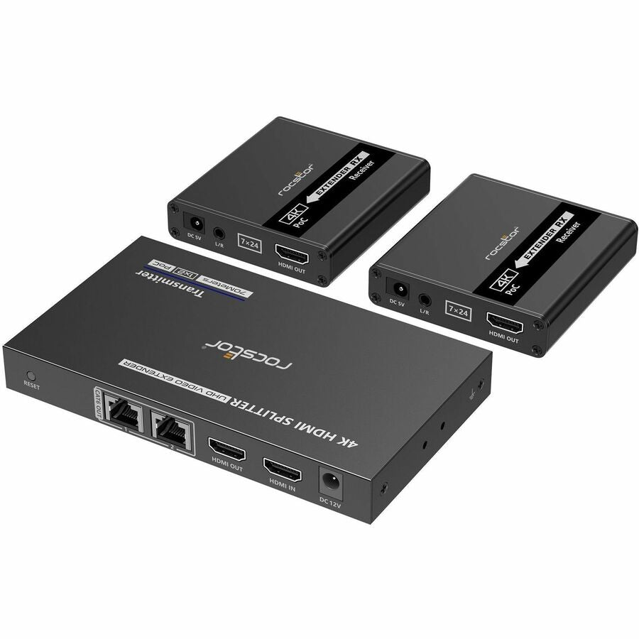 Rocstor TrueReach 4K/1080p 1 to 2 HDMI Splitter with Power over Network Cable POC - up to 131ft or 1080p up to 230ft