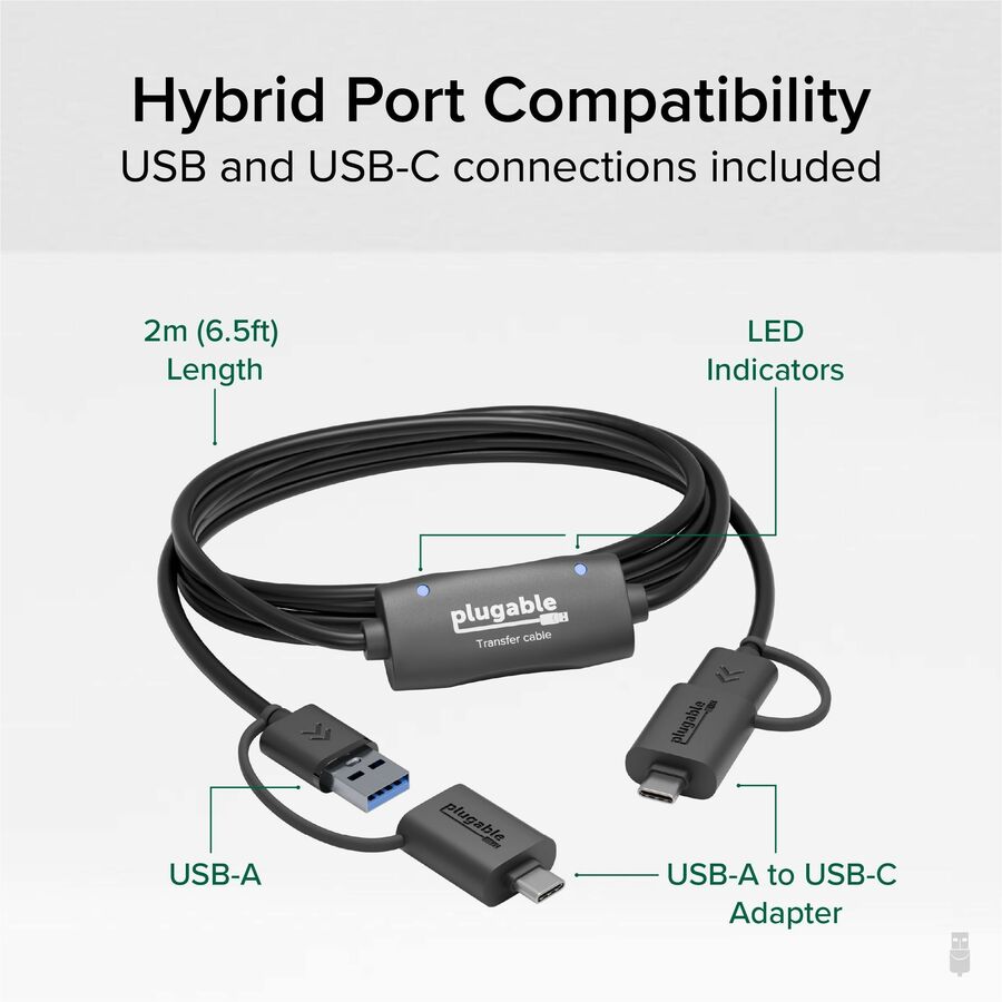 Plugable USB Data Transfer Cable PC to PC, Compatible with Windows USB C and USB 3.0