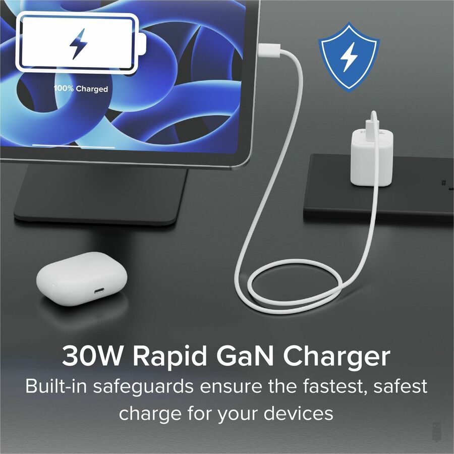 Plugable GaN USB C Charger Block, 30W Portable Charger, Foldable Prongs, 3 Pack