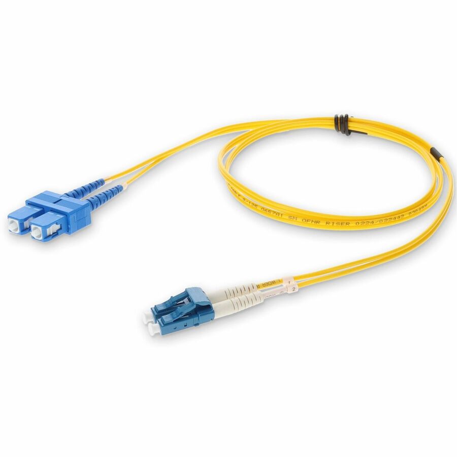 AddOn 10m LC (Male) to SC (Male) Yellow OS2 Duplex Fiber OFNR (Riser-Rated) Patch Cable