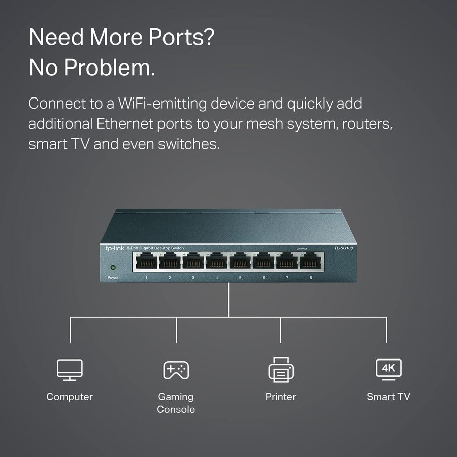 TP-LINK TL-SG108 - 8 Port Gigabit Unmanaged Ethernet Network Switch