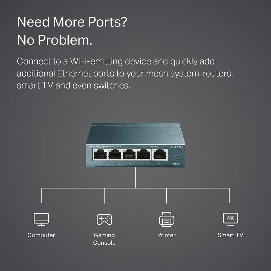 TP-LINK TL-SG105 - 5 Port Gigabit Unmanaged Ethernet Network Switch