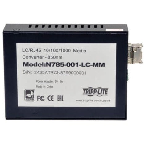 Tripp Lite by Eaton 10/100/1000 LC Multimode Fiber to Ethernet Media Converter, 550M, 850nm