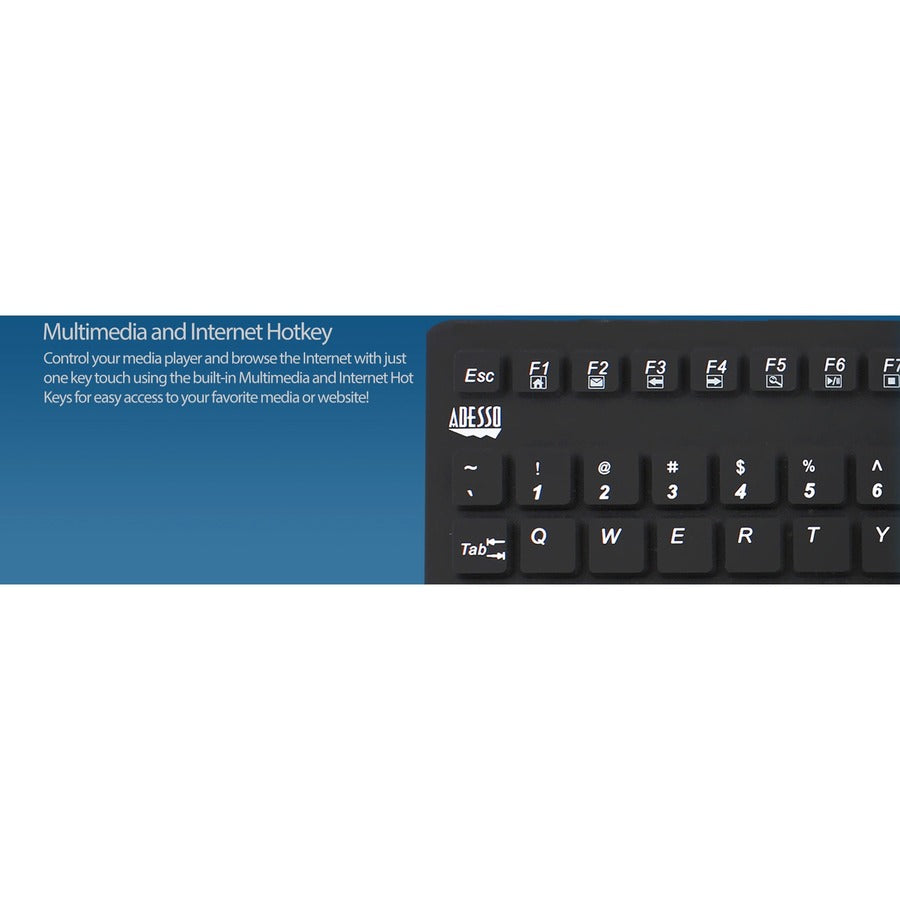 Adesso Antimicrobial Waterproof Touchpad Keyboard