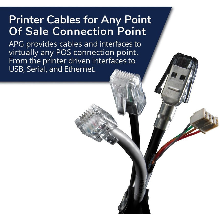 apg Printer Interface Cable | CD-102A Cable for Cash Drawer to Printer | 1 x RJ-12 Male - 1 x RJ-45 Male | Connects to EPSON and Star Printers