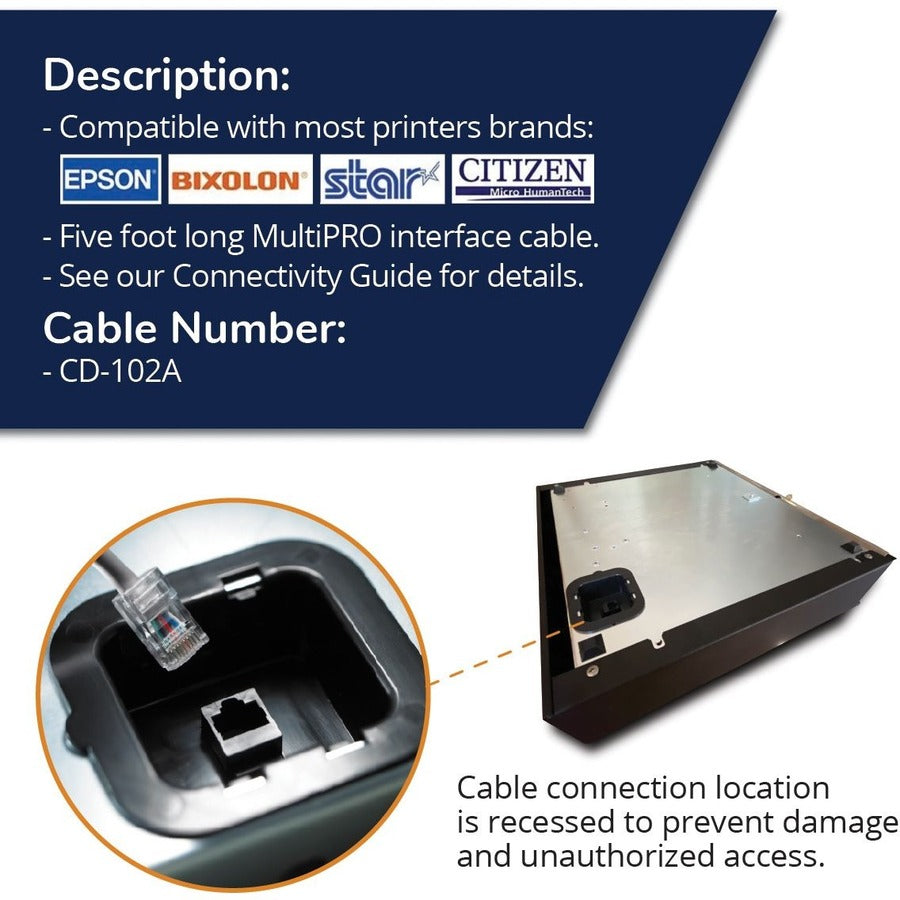 apg Printer Interface Cable | CD-102A Cable for Cash Drawer to Printer | 1 x RJ-12 Male - 1 x RJ-45 Male | Connects to EPSON and Star Printers