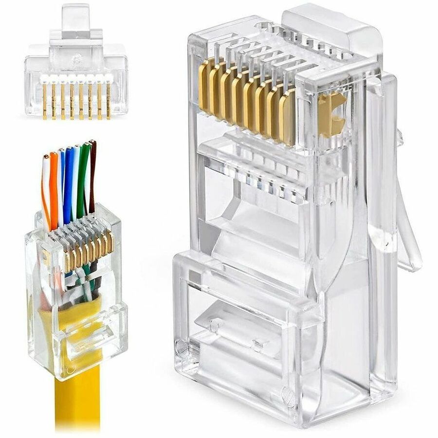 4XEM 100 Pack Cat6 RJ45 Modular Ethernet Plugs for Stranded or Solid CAT6 Cable