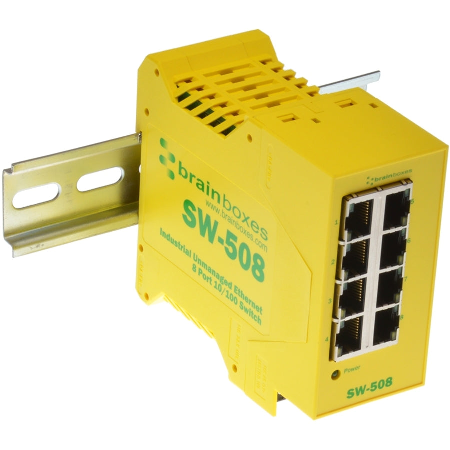 Brainboxes Industrial Ethernet 8 Port Switch DIN Rail Mountable