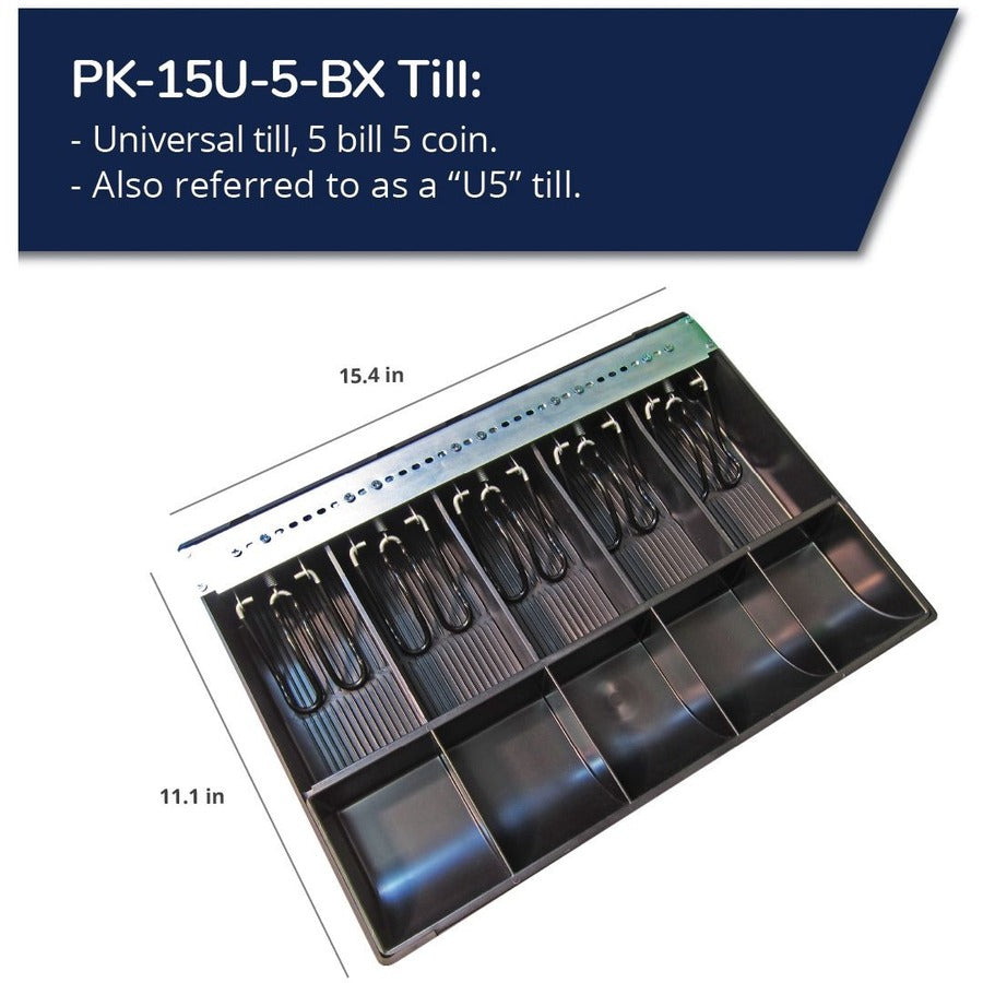 apg Replacement Tray | Plastic Molded Till for Cash Register| 5 Bill/ 5 Coin Compartments | 16â€� x 16.8â€� x 4.9â€� | PK-15U-5-BX