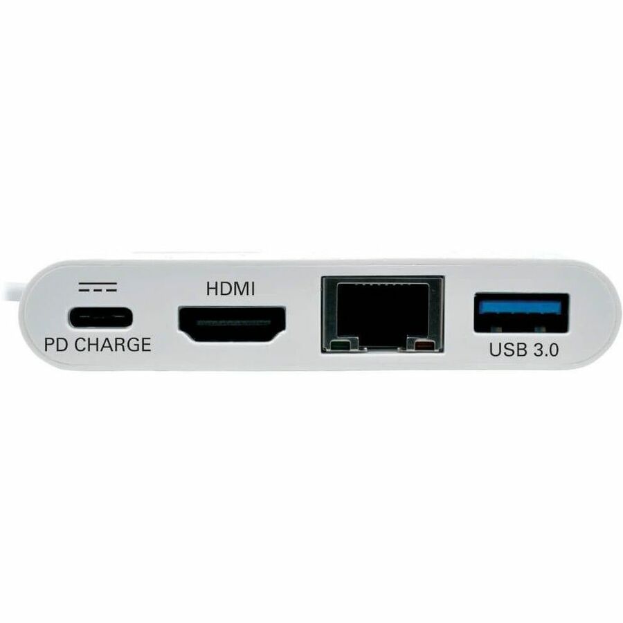 Eaton Tripp Lite Series USB-C Multiport Adapter - HDMI, USB 3.x (5Gbps) Hub Port, Gigabit Ethernet, 60W PD Charging, HDCP, White