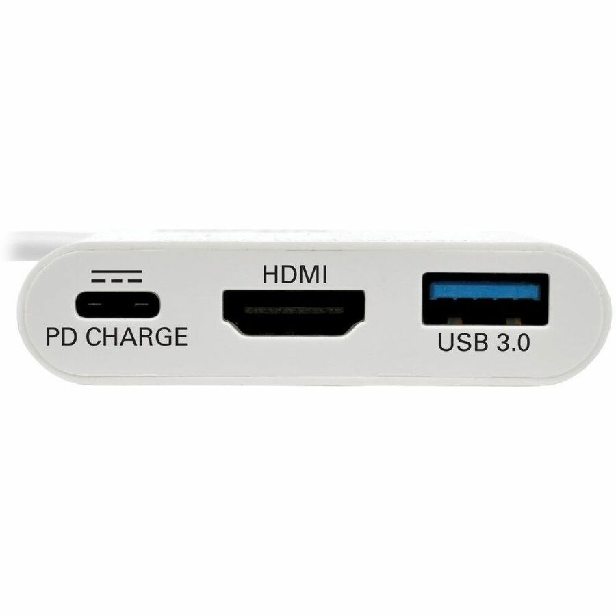 Eaton Tripp Lite Series USB-C to HDMI Adapter with USB 3.x (5Gbps) Hub Port and PD Charging, HDCP, White