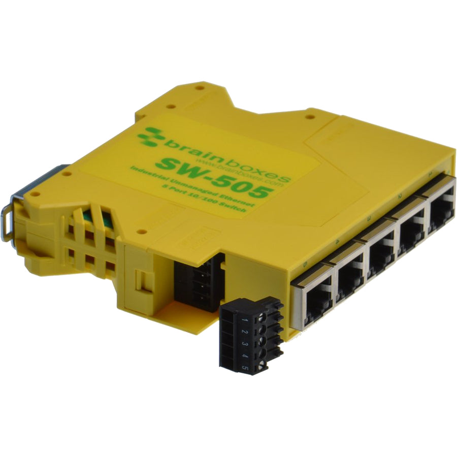 Brainboxes Industrial Compact Ethernet 5 Port Switch DIN Rail Mountable