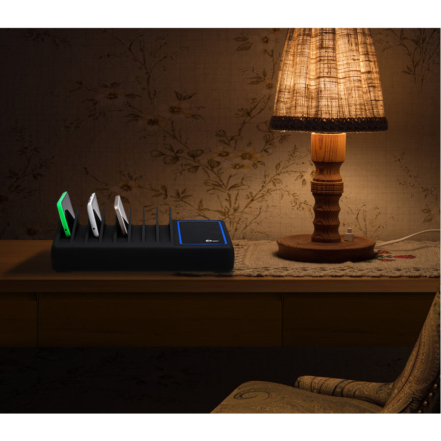 SIIG 10-Port USB Charging Station with Ambient Light Deck