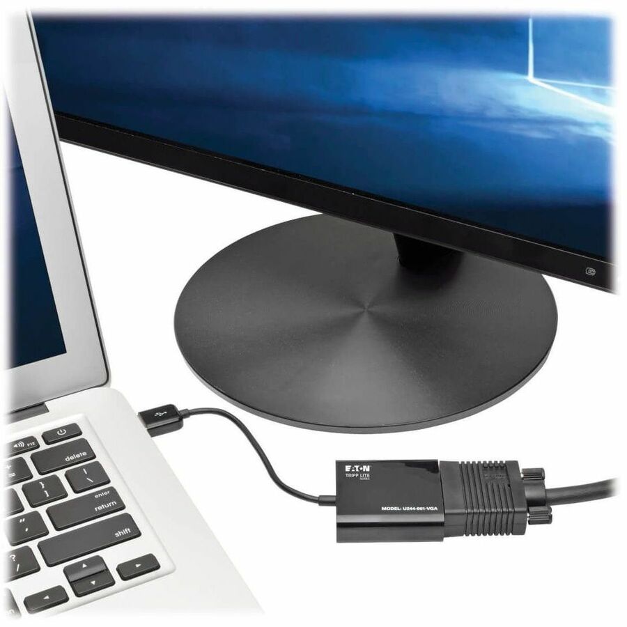 Eaton Tripp Lite Series USB 2.0 to VGA Dual/Multi-Monitor External Video Graphics Card Adapter with Built-In USB Cable, 128 MB SDRAM, 1080p @ 60 Hz