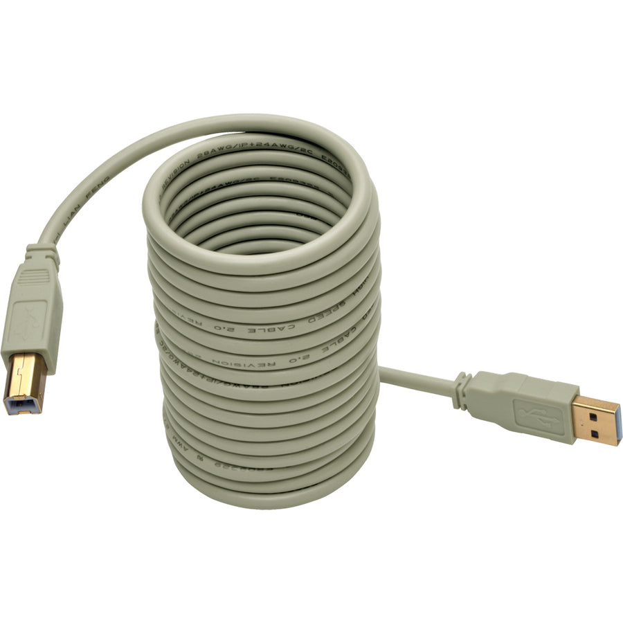 Eaton Tripp Lite Series USB 2.0 A to B Cable (M/M), Beige, 10 ft. (3.05 m)